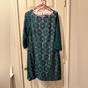 Jessica Howard Dark Green Lace Long Sleeve Dress